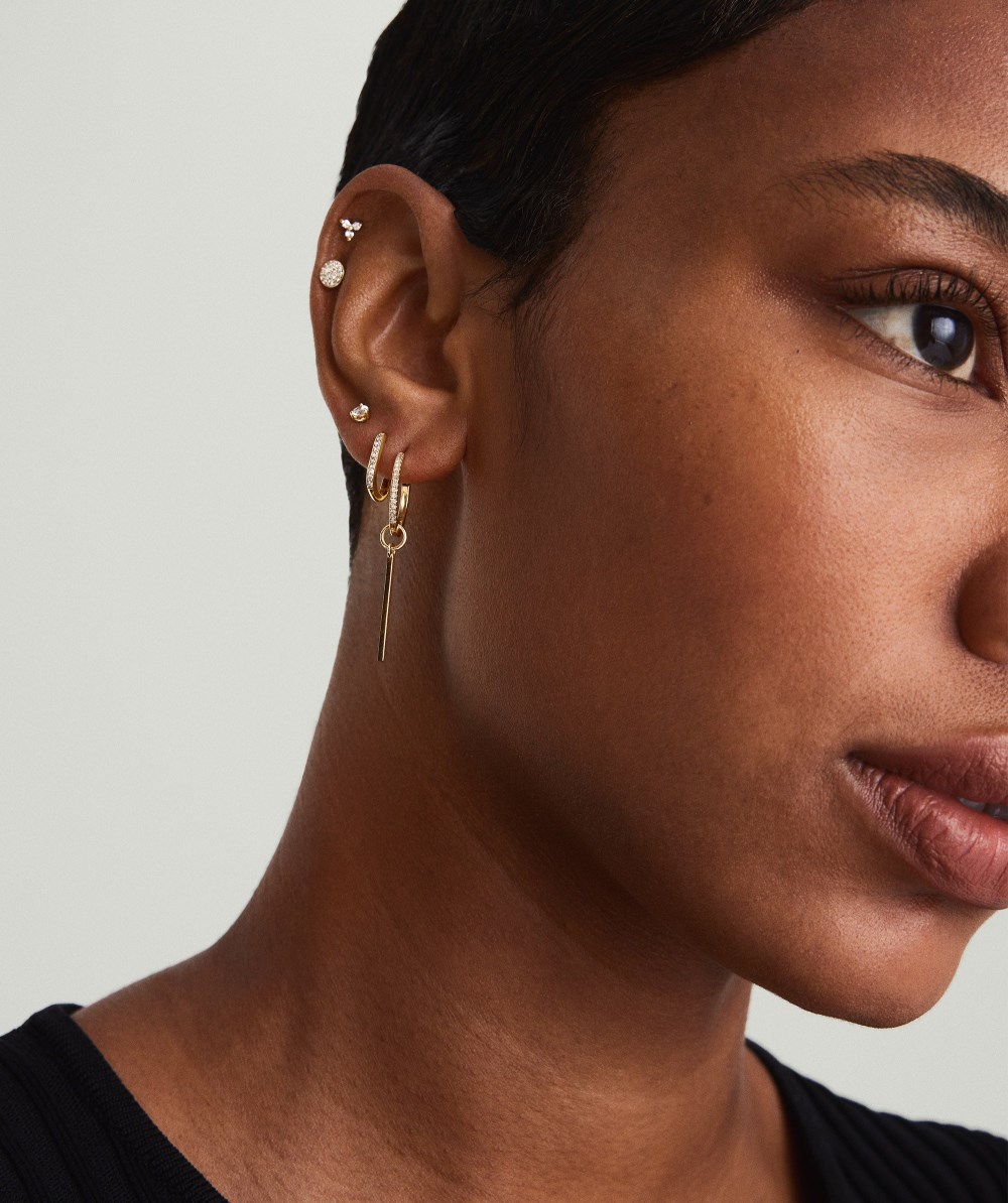 Mejuri Pavé Diamond Small Hoops - 14k Yellow Gold