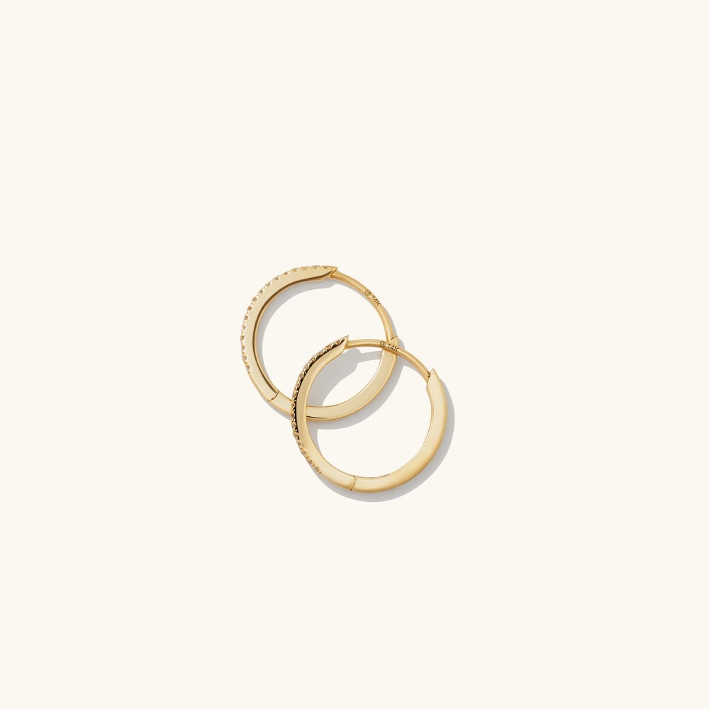 Mejuri Pavé Diamond Small Hoops - 14k Yellow Gold