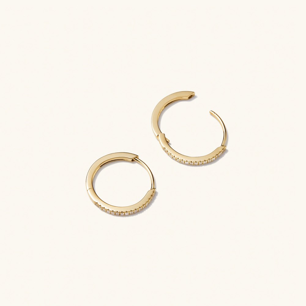 Mejuri Pavé Diamond Small Hoops - 14k Yellow Gold