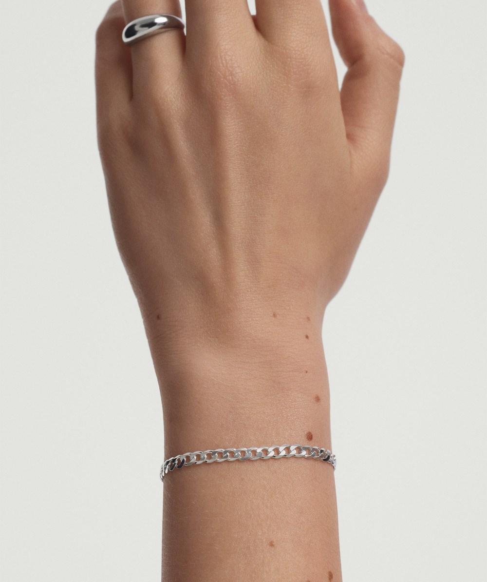 Mejuri Flat Curb Chain Bracelet - Sterling Silver