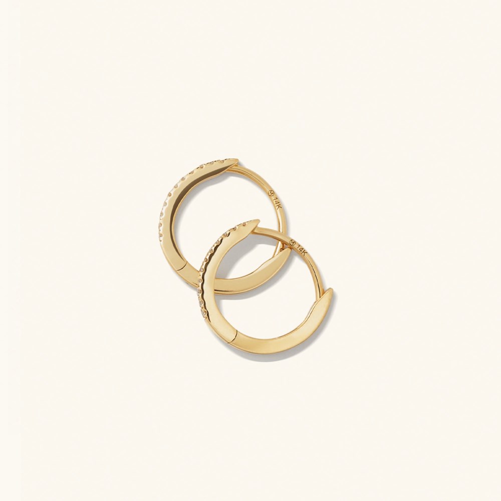 Mejuri Pavé Diamond Huggie Hoops - 14k Yellow Gold