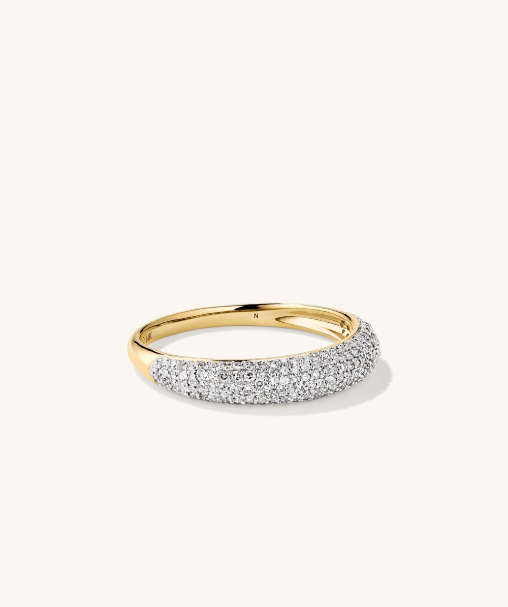 Mejuri Pavé Diamond Thin Dôme Ring - 14k Yellow Gold