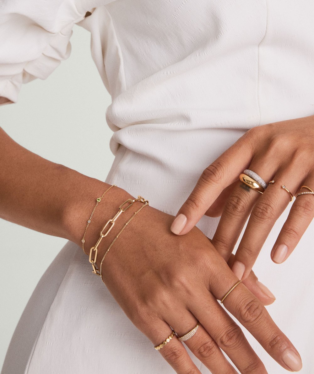 Mejuri Pavé Diamond Thin Dôme Ring - 14k Yellow Gold