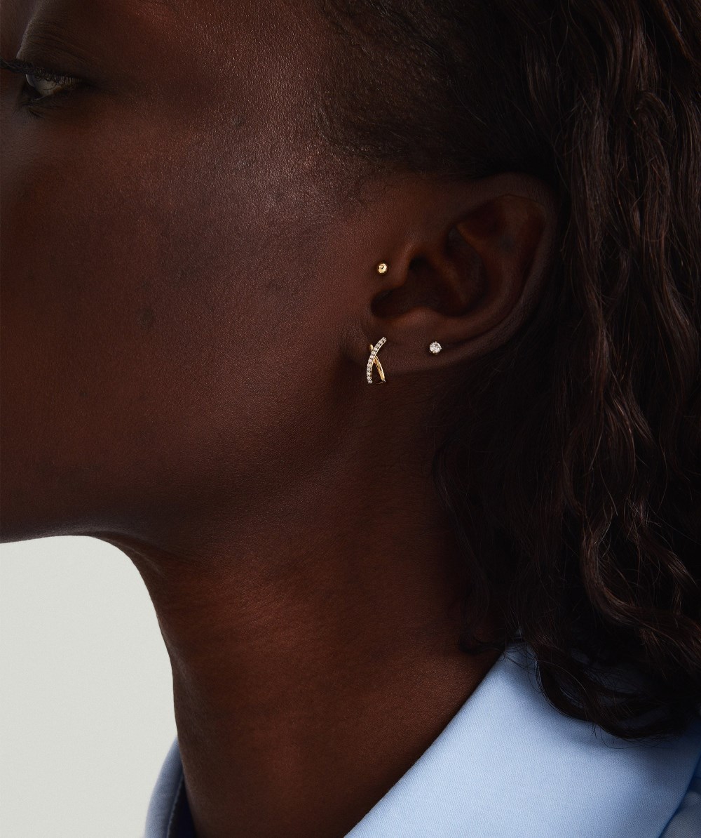 Mejuri Pavé Diamond X Studs - 14k Yellow Gold