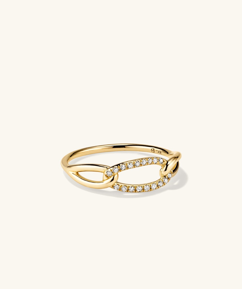 Mejuri Pavé Diamond Oversized Curb Ring - 14k Yellow Gold