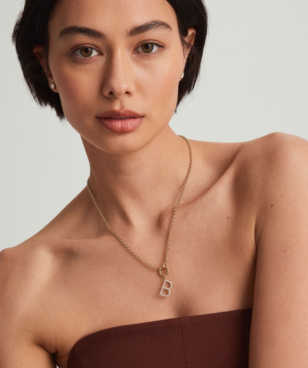 Mejuri Lab Grown Diamond Oversized Letter Charm - 14k Yellow Gold