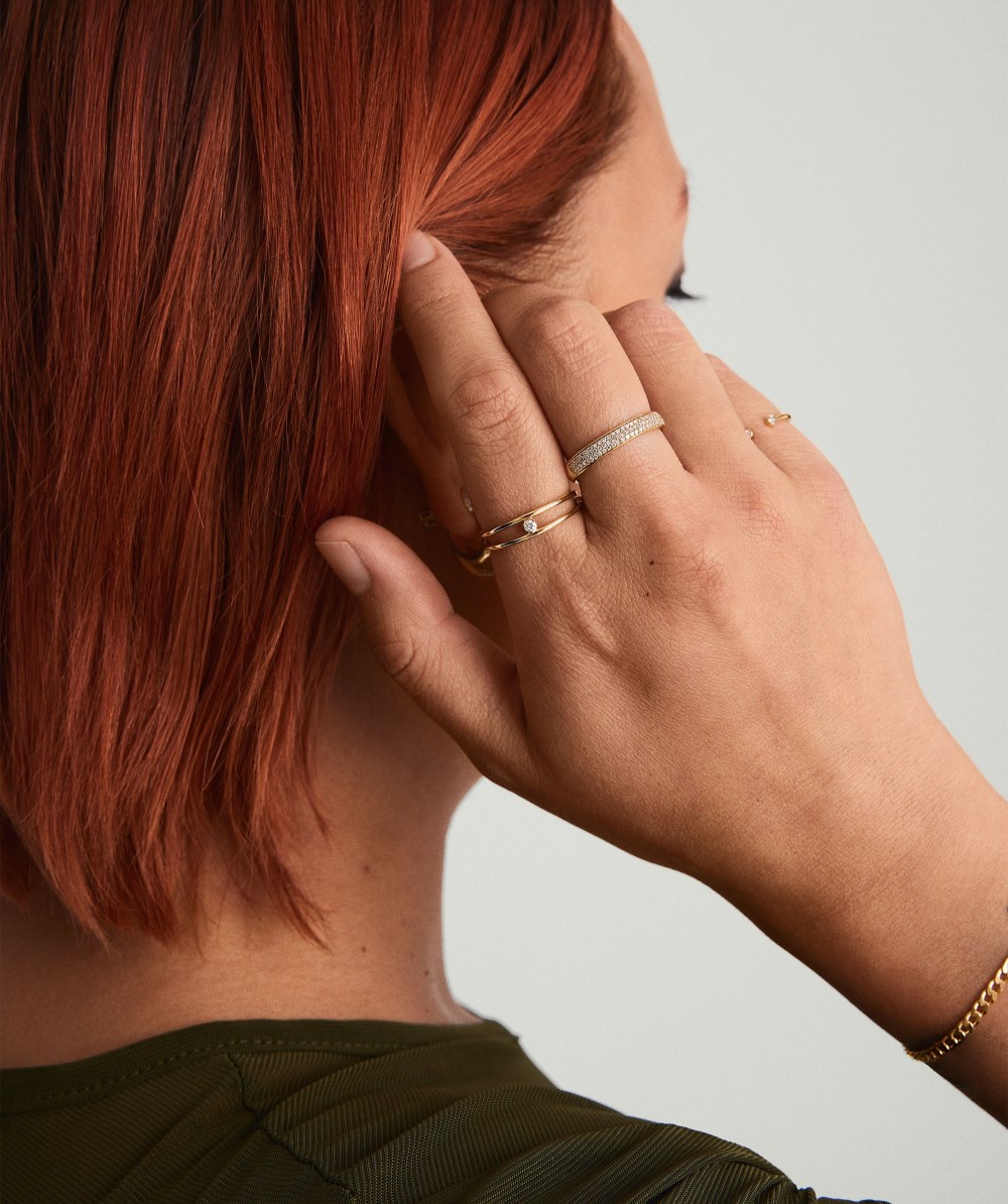 Mejuri Diamond Double Stacker Ring - 14k Yellow Gold