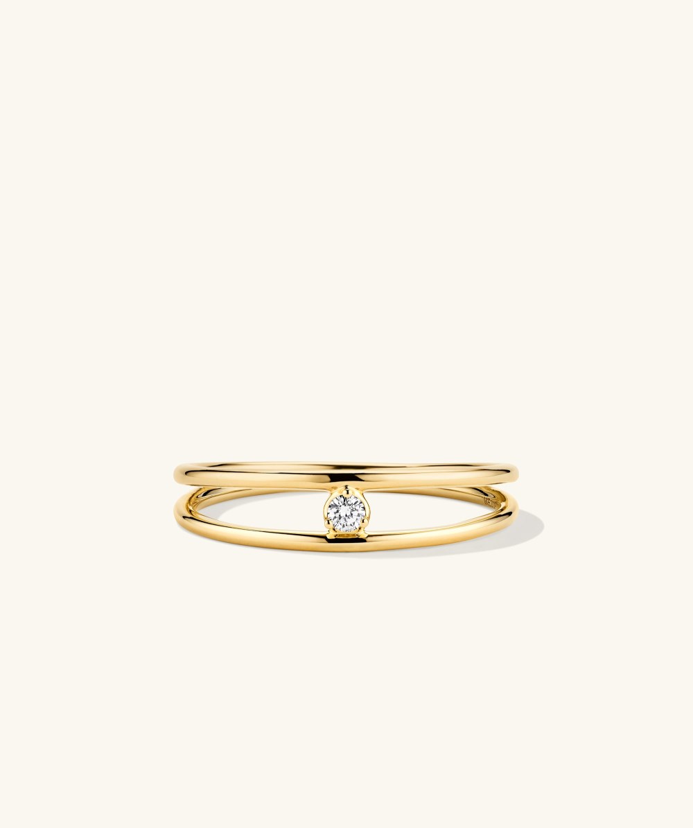 Mejuri Diamond Double Stacker Ring - 14k Yellow Gold