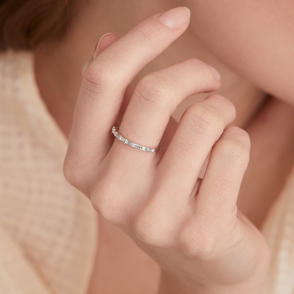 Mejuri Baguette Diamond Half Eternity Band - 14k White Gold