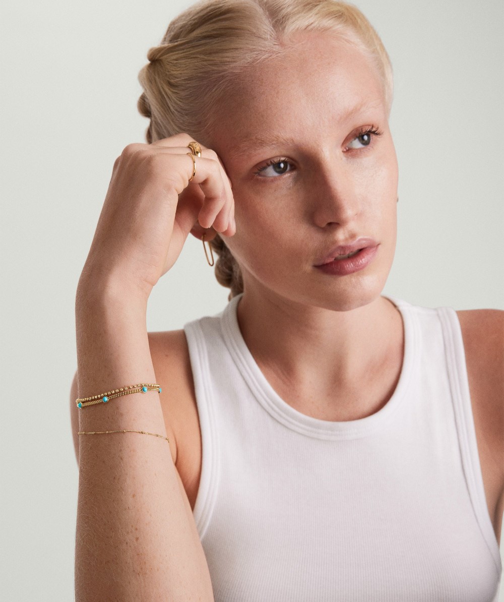 Mejuri Gemstone Curb Chain Bracelet - Gold Vermeil